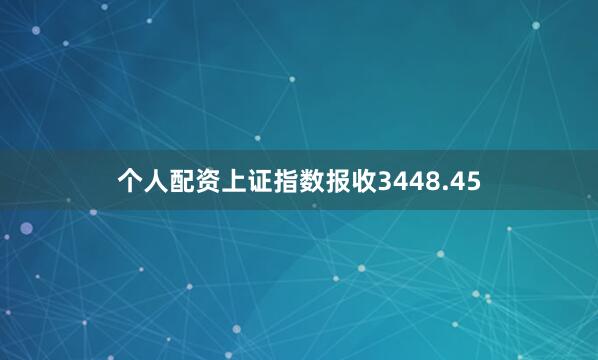 个人配资上证指数报收3448.45